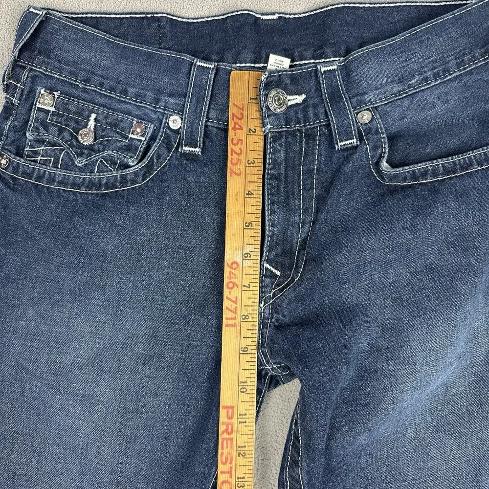 True Religion Jeans Mens 33x31 Blue Straight Flap Pockets Dark Wash Denim
